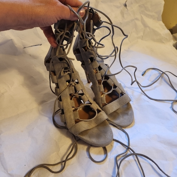 Aquazzura Gray Lace-Up Sandals - Picture 3 of 7